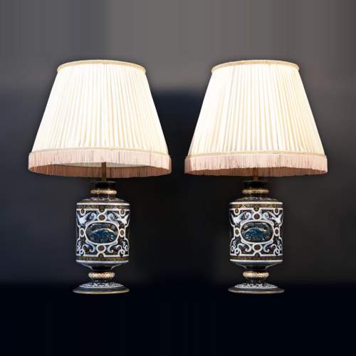 Edouard DAMOUSE - Pair of Neo-Renaissance style lamps dated of 1885