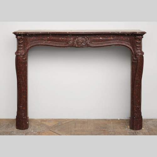 Antique Louis XV style fireplace in Red Griotte marble