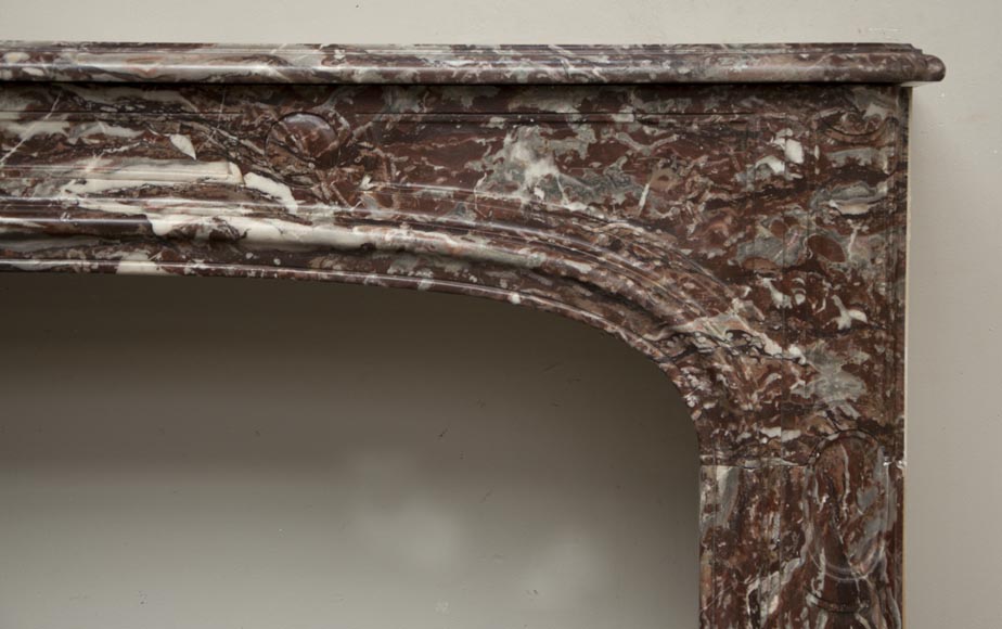 Antique Regence period fireplace made out of Red of Rance marble from the 18th century-6