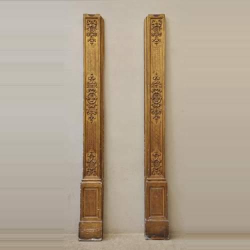 Pair of golden oak pilasters from the 18th century