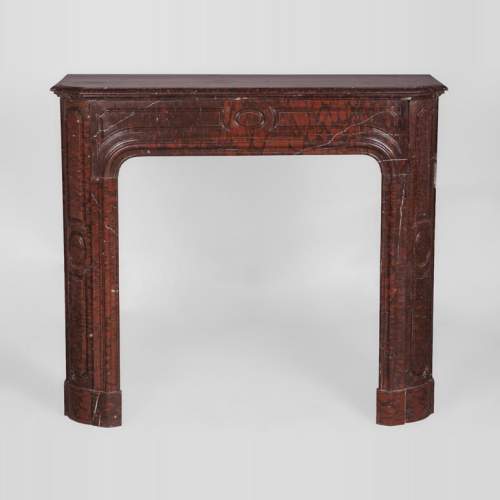 Antique large Louis XV style fireplace in Rouge Griotte marble