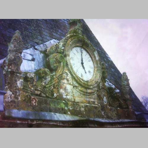Rare antique pediment with clock coming from the Chateau of La Garcillière in Talmont Saint Hilaire