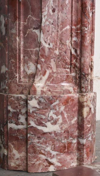 Louis XV-style fireplace decorated with a palmette, carved from peach-blossom marble-5