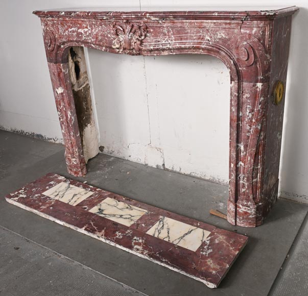 Louis XV-style fireplace decorated with a palmette, carved from peach-blossom marble-6