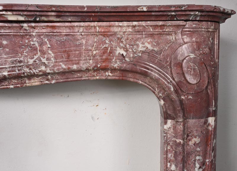 Louis XV-style fireplace decorated with a palmette, carved from peach-blossom marble-7