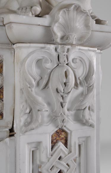 Exceptional antique late 18th century Statuary and Brocatelle marbles fireplace with putti-15