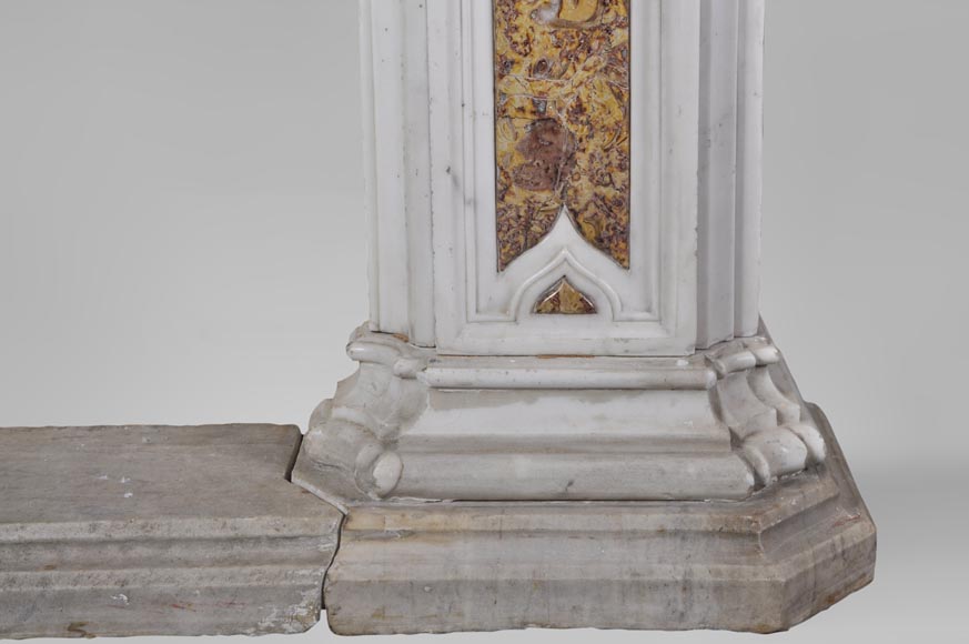 Exceptional antique late 18th century Statuary and Brocatelle marbles fireplace with putti-17