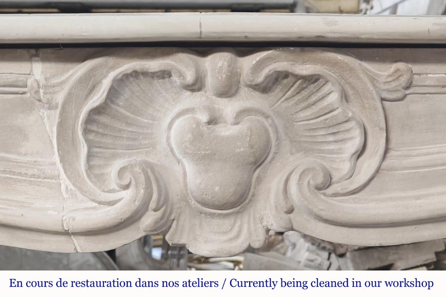 Louis XV style stone fireplace-1