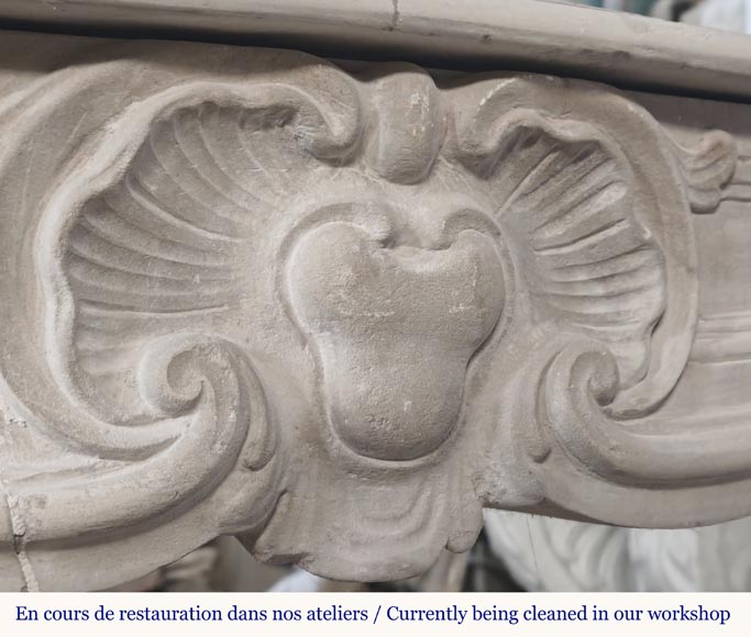 Louis XV style stone fireplace-2