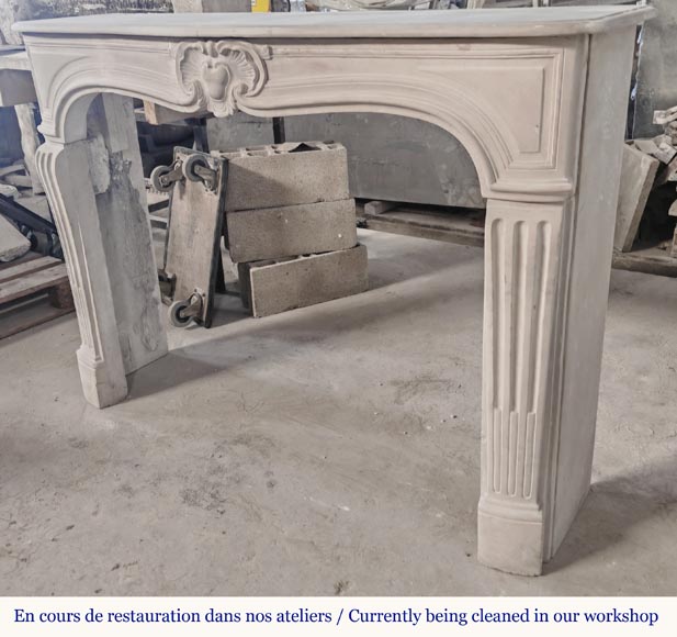 Louis XV style stone fireplace-6