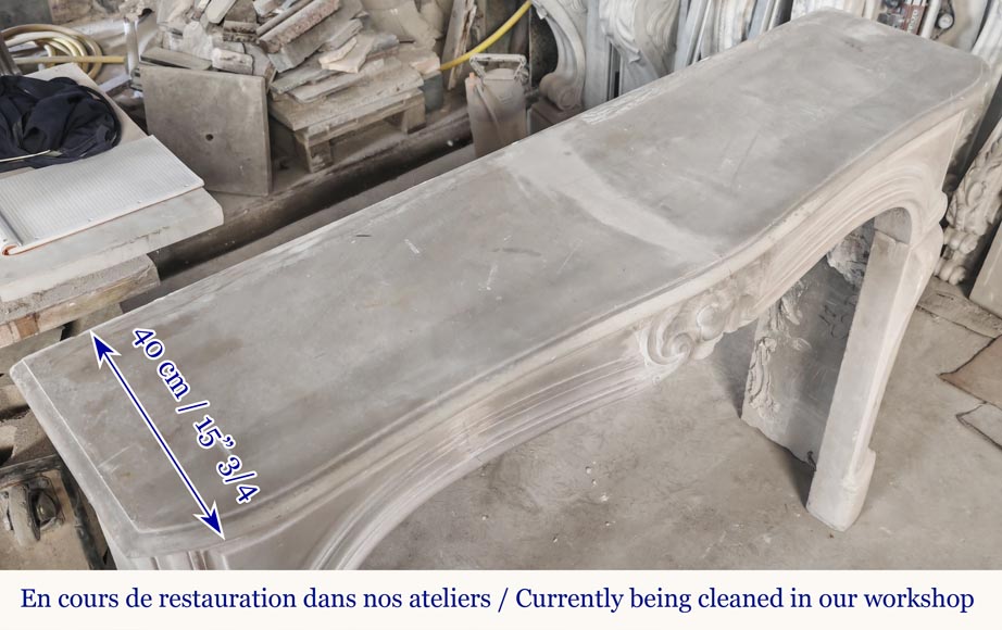 Louis XV style stone fireplace-8