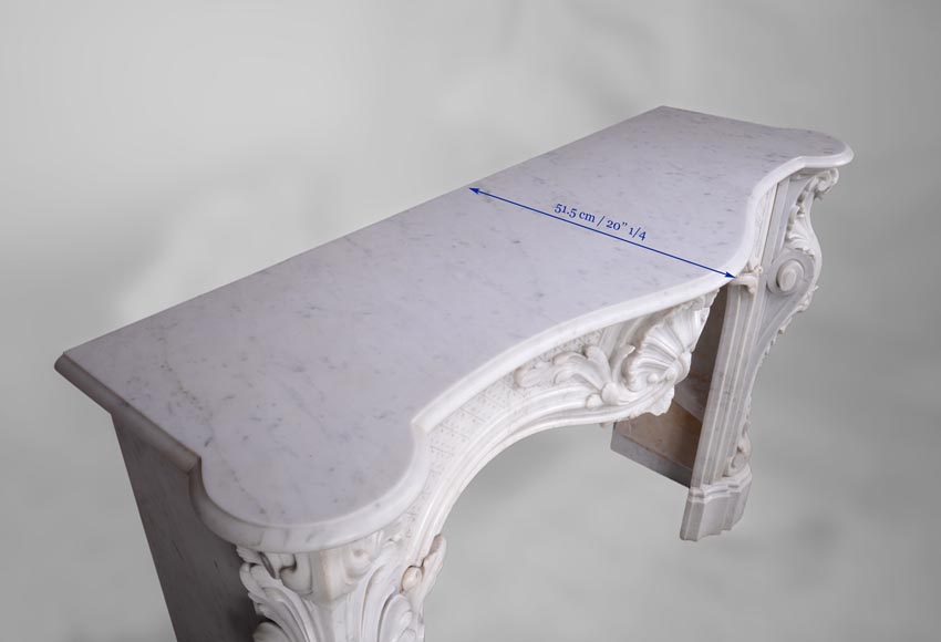 Beautiful antique Louis XV style fireplace with opulent decor in white Carrara marble-12
