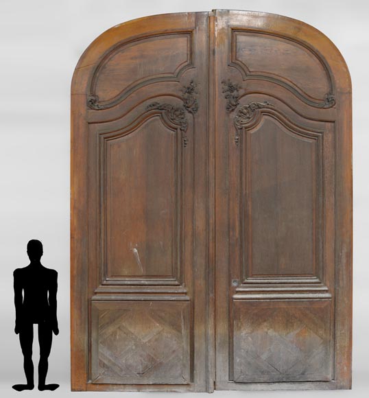 Important and rare door from an Haussmannian building in oakwood, late 19th century -0