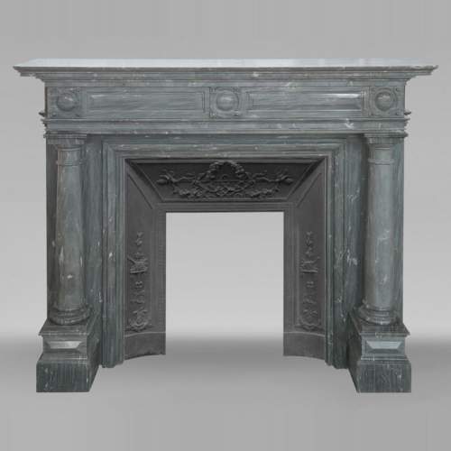 Napoleon III style mantel with detached columns in Turquin marble