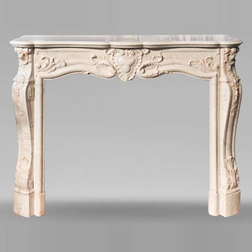 Richly decorated Louis XV style Carrara marble fireplace
