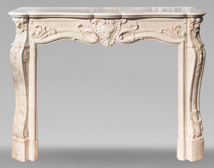 Richly decorated Louis XV style Carrara marble fireplace-0