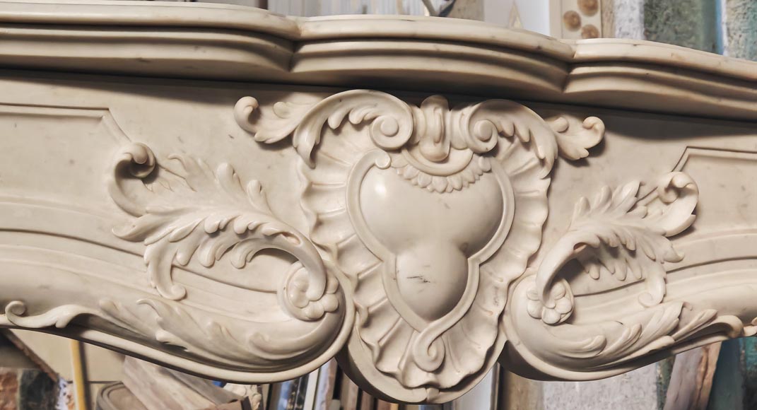 Richly decorated Louis XV style Carrara marble fireplace-2