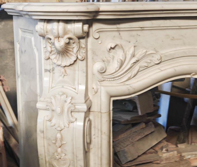 Richly decorated Louis XV style Carrara marble fireplace-6