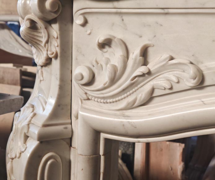 Richly decorated Louis XV style Carrara marble fireplace-7