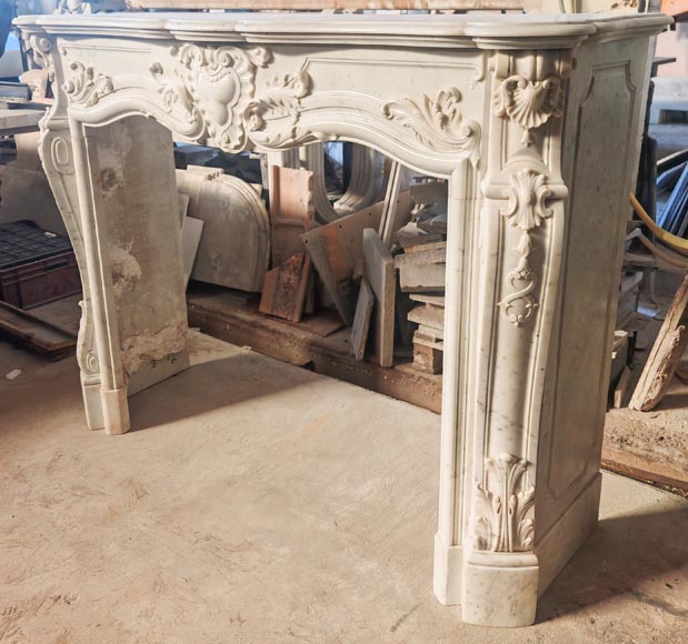 Richly decorated Louis XV style Carrara marble fireplace-9