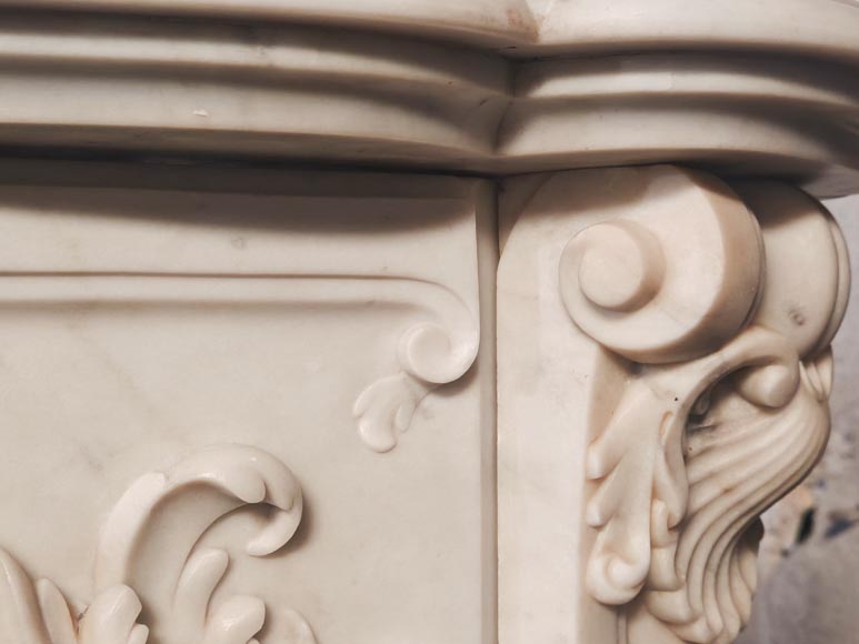 Richly decorated Louis XV style Carrara marble fireplace-11