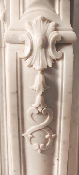 Richly decorated Louis XV style Carrara marble fireplace-12