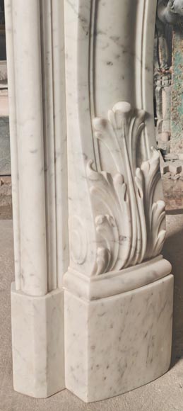 Richly decorated Louis XV style Carrara marble fireplace-13