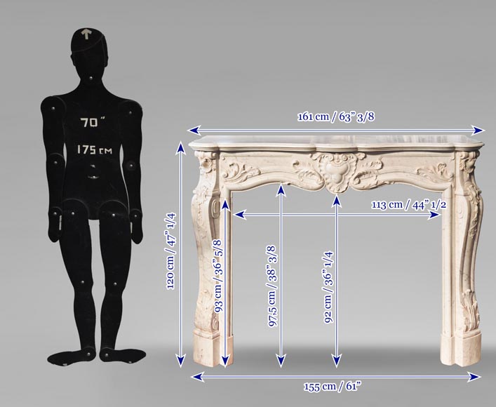 Richly decorated Louis XV style Carrara marble fireplace-15