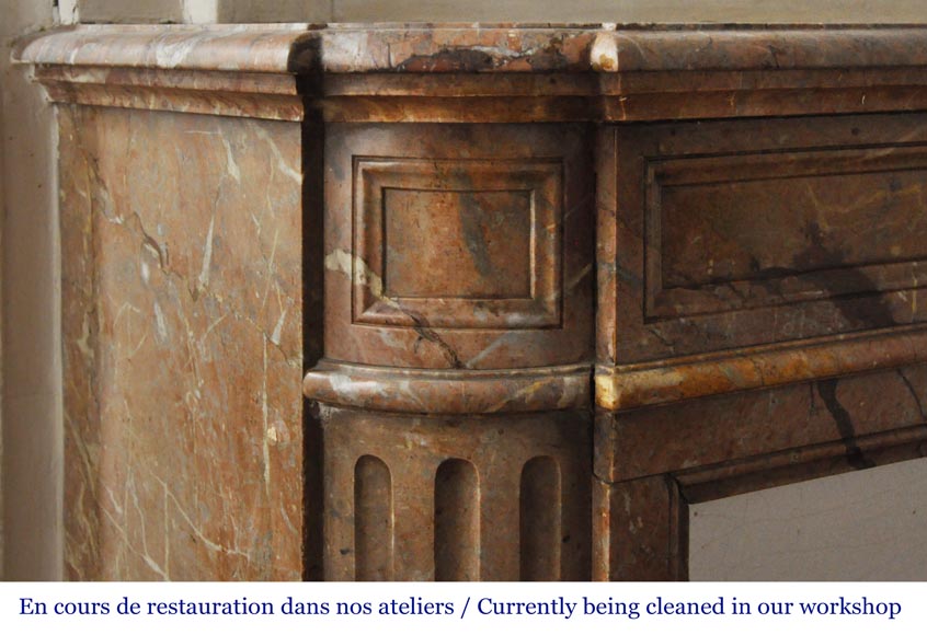 Louis XVI style fireplace in Sarrancolin marble with rounded corners Louis XVI style fireplace in Sarrancolin marble with rounded corners-3