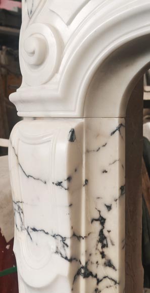 Louis XV style fireplace in Paonazzo marble decorated with a foliate shell Louis XV style fireplace in Paonazzo marble decorated with a foliate shell-7