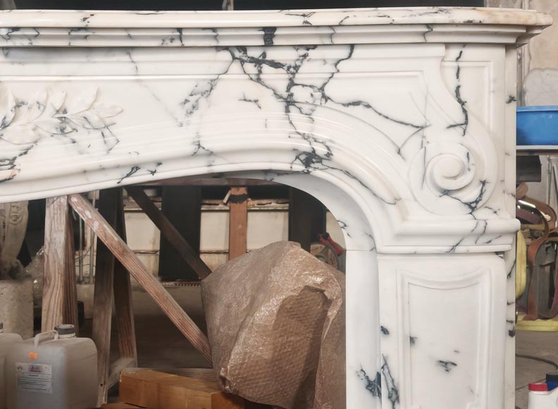 Louis XV style fireplace in Paonazzo marble decorated with a foliate shell Louis XV style fireplace in Paonazzo marble decorated with a foliate shell-9