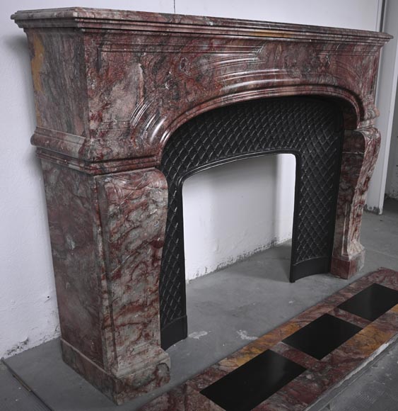 Regence style mantel in veined red marble-2
