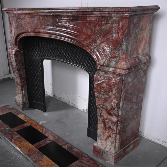Regence style mantel in veined red marble-6