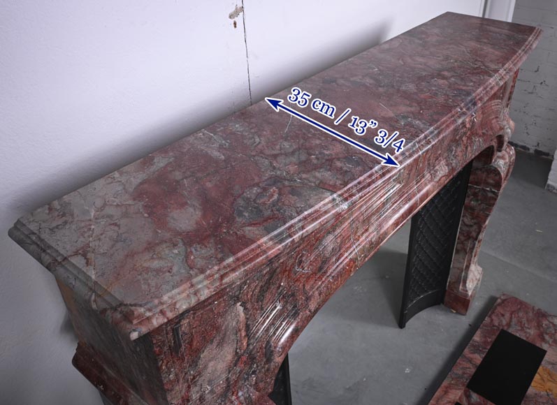 Regence style mantel in veined red marble-10