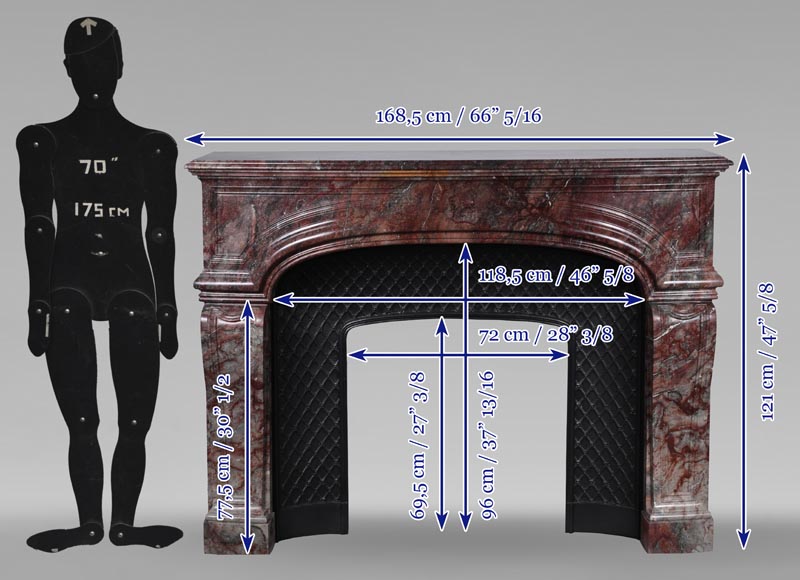 Regence style mantel in veined red marble-11