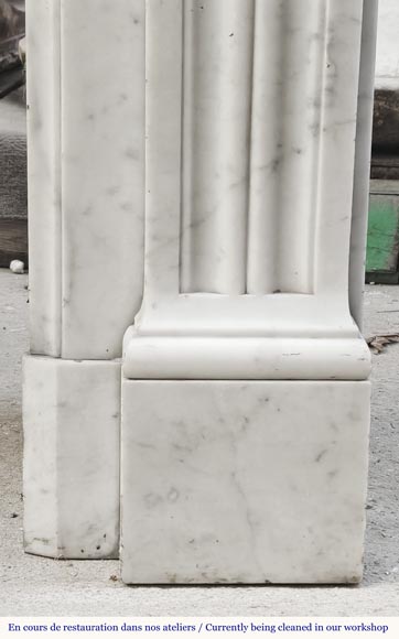 Louis XVI style fireplace decorated with a laurel wreath, in Carrara marble-8