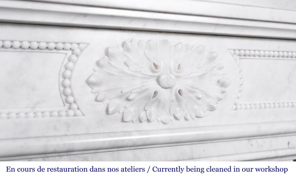 Louis XVI style fireplace in Carrara marble with rounded corners-2