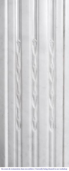 Louis XVI style fireplace in Carrara marble with rounded corners-5