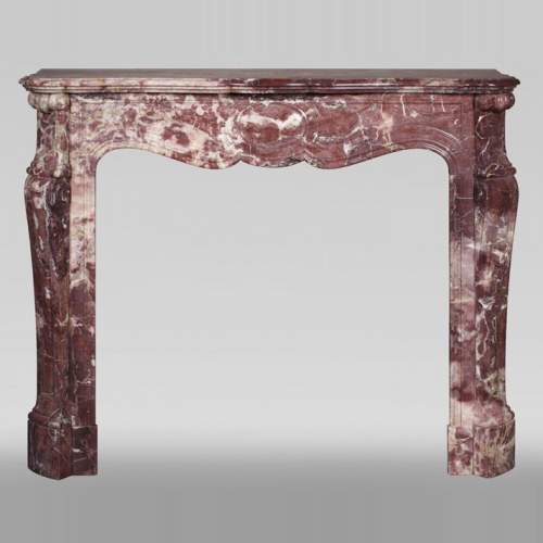Antique Louis XV style fireplace, Pompadour in Fleur de Pêcher marble