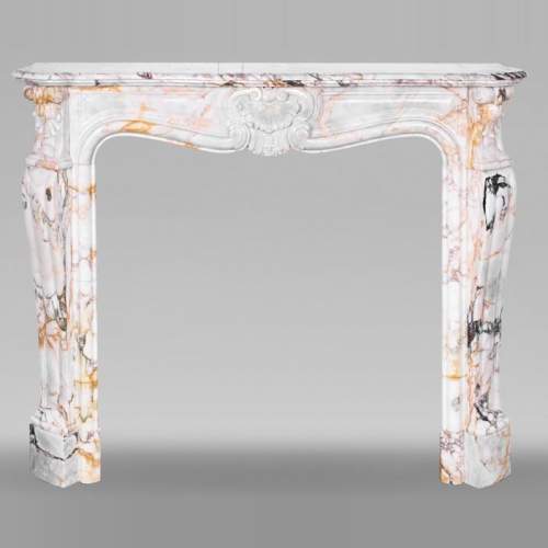 Louis XV style fireplace in Breccia Nuvolata marble