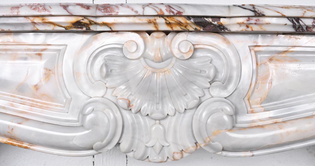 Louis XV style fireplace in Breccia Nuvolata marble-1