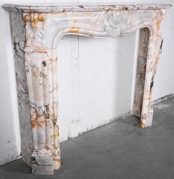 Louis XV style fireplace in Breccia Nuvolata marble-3