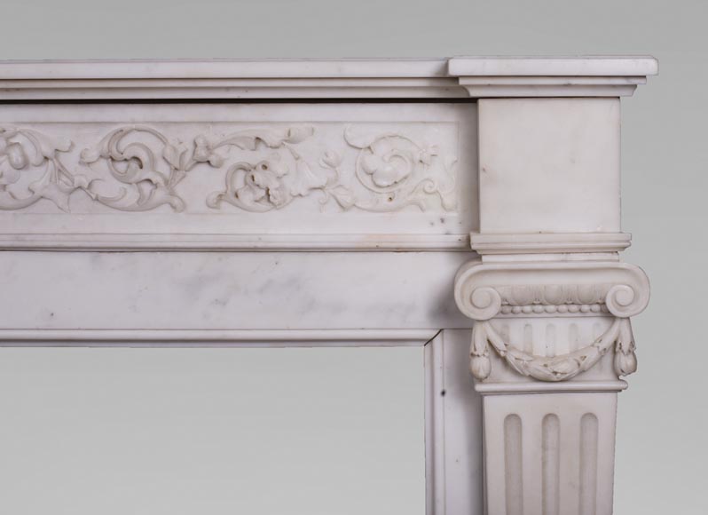 Antique Louis XVI style mantel in Statuary marble from Carrara-9