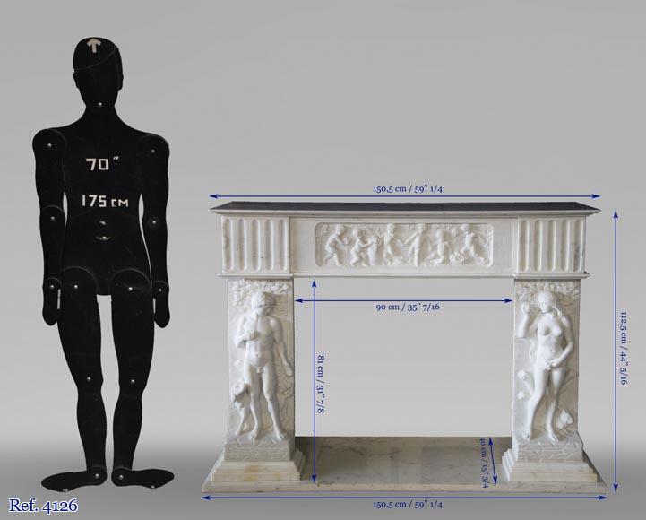 Carrara marble fireplace with Adam and Eve decoration Carrara marble fireplace with Adam and Eve decoration-14