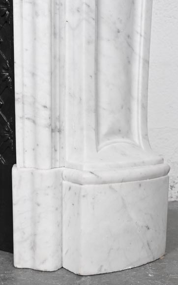 Louis XV-style Carrara marble fireplace, decorated with a palmette-9