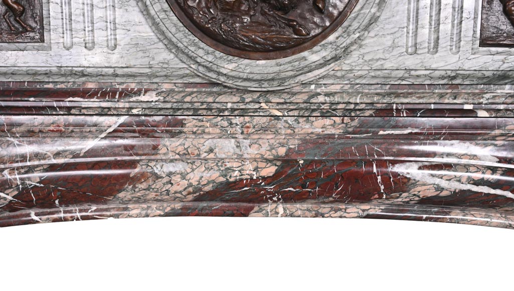 Campan marble fireplace in the Louis XIV style, with bronzes after Clodion-9