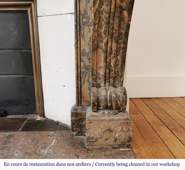 Antique Restoration style fireplace mantel in Enjugerais marble-8