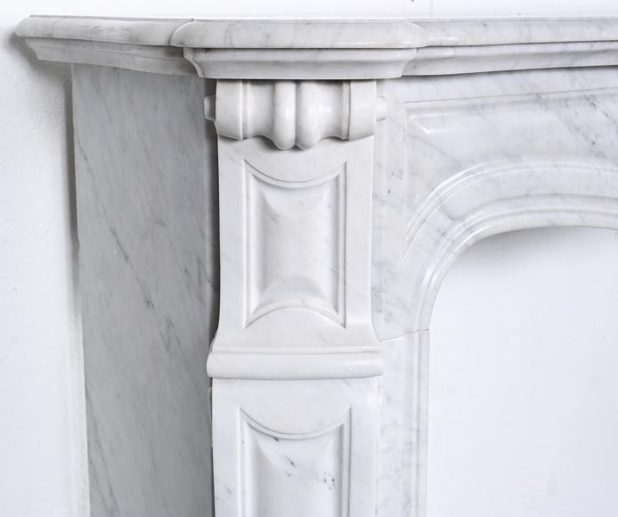 Large Louis XV-style fireplace, Pompadour model, in Carrara marble-3