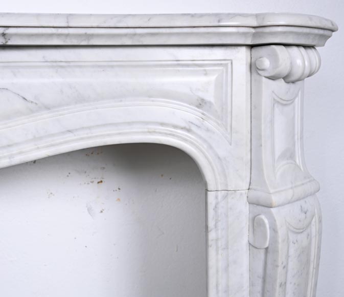 Large Louis XV-style fireplace, Pompadour model, in Carrara marble-6