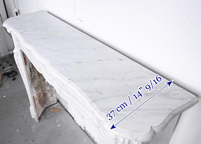 Large Louis XV-style fireplace, Pompadour model, in Carrara marble-8